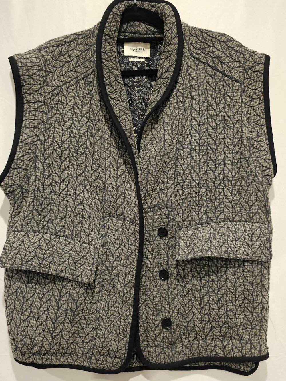 Isabel Marant Étoile Quilted Vest Women's Size 34 Puffer button gray